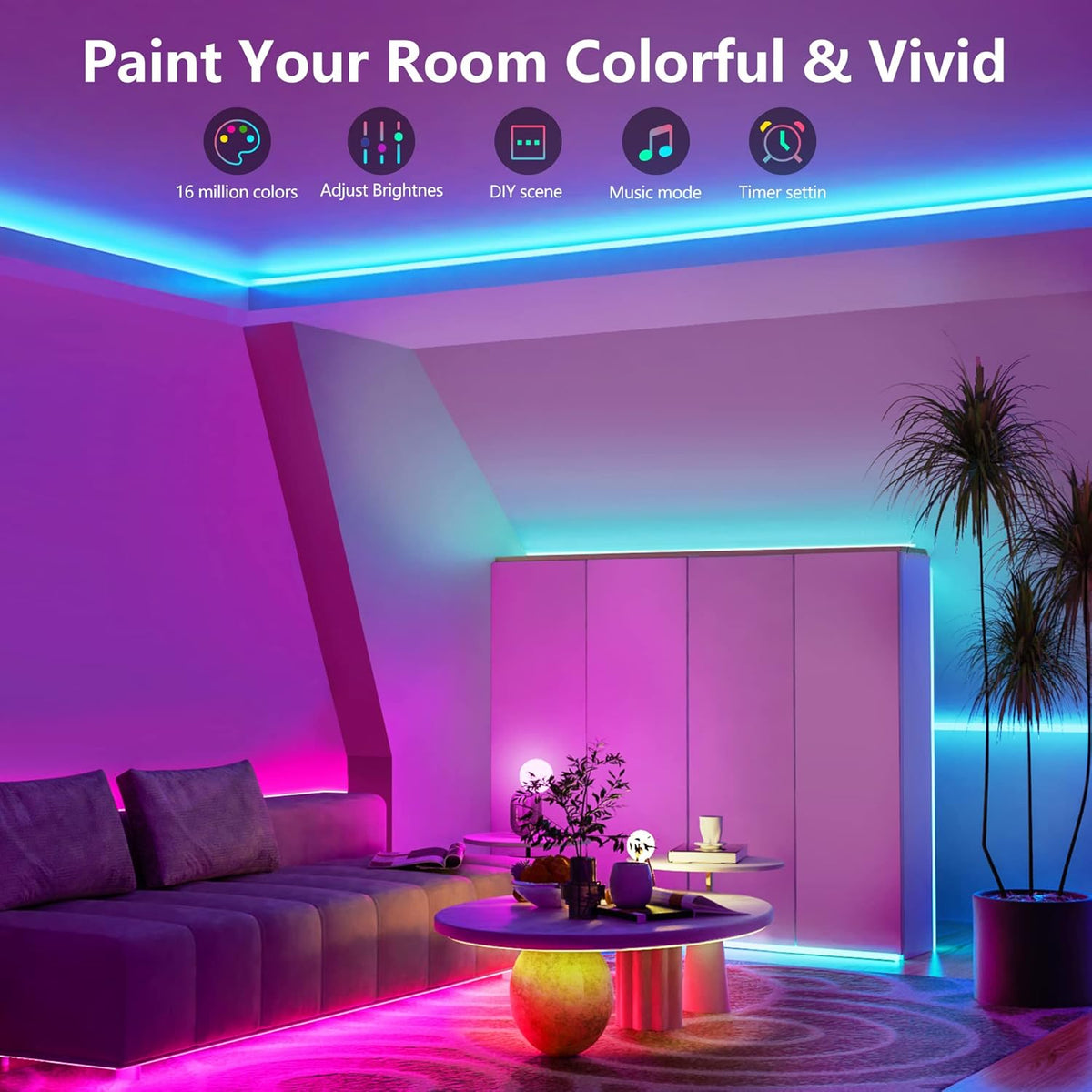 200ft RGB LED Strip Lights with Remote Control, Pack of 2 B7886