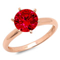 1.0ct Round Cut Red Simulated Ruby 18k Rose Gold Ring Size 10.5 Z2324