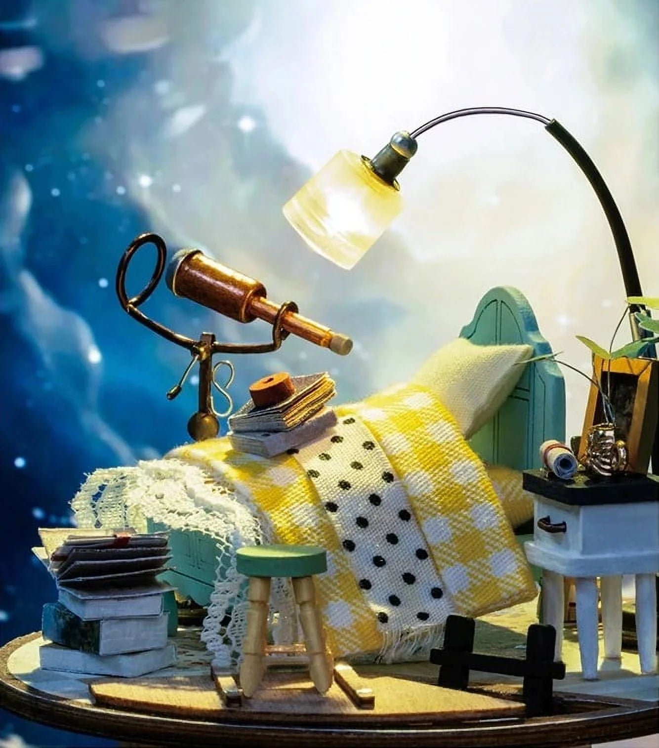 DIY Miniature Dollhouse Kit with LED Lights Wooden Building Kit Q504119