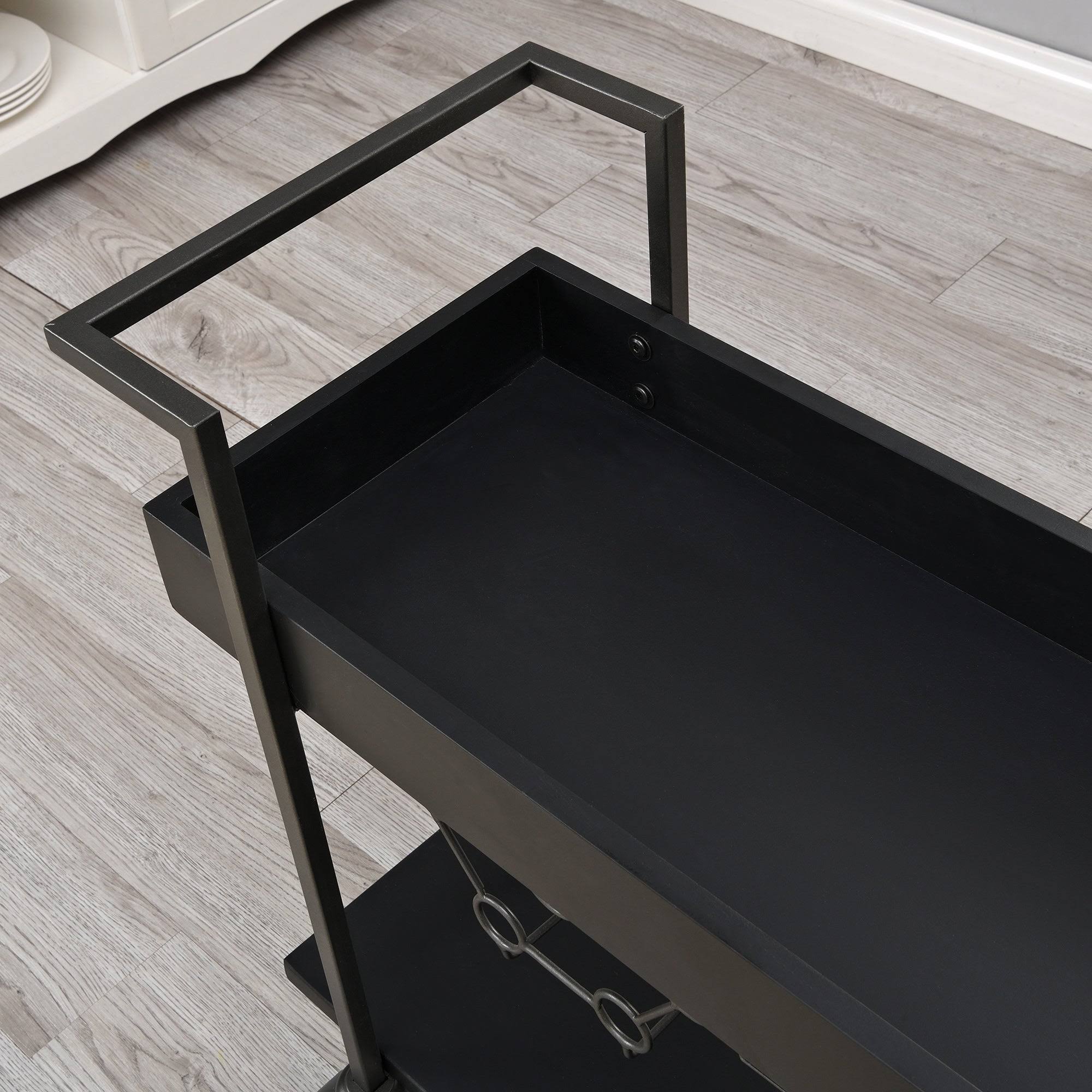Black Industrial Farmhouse Bar Cart Q1960