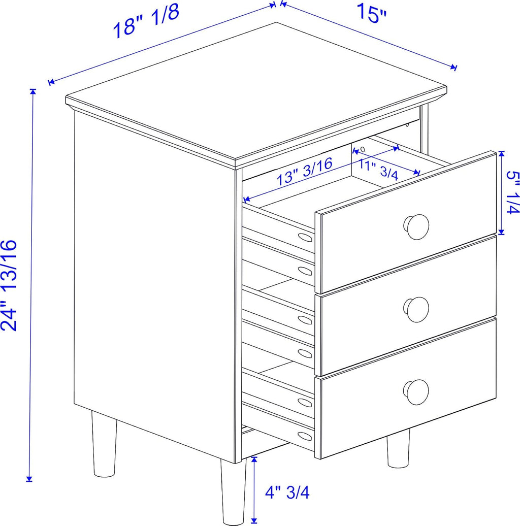 Caramel Wood 3 Drawer Nightstand K9261