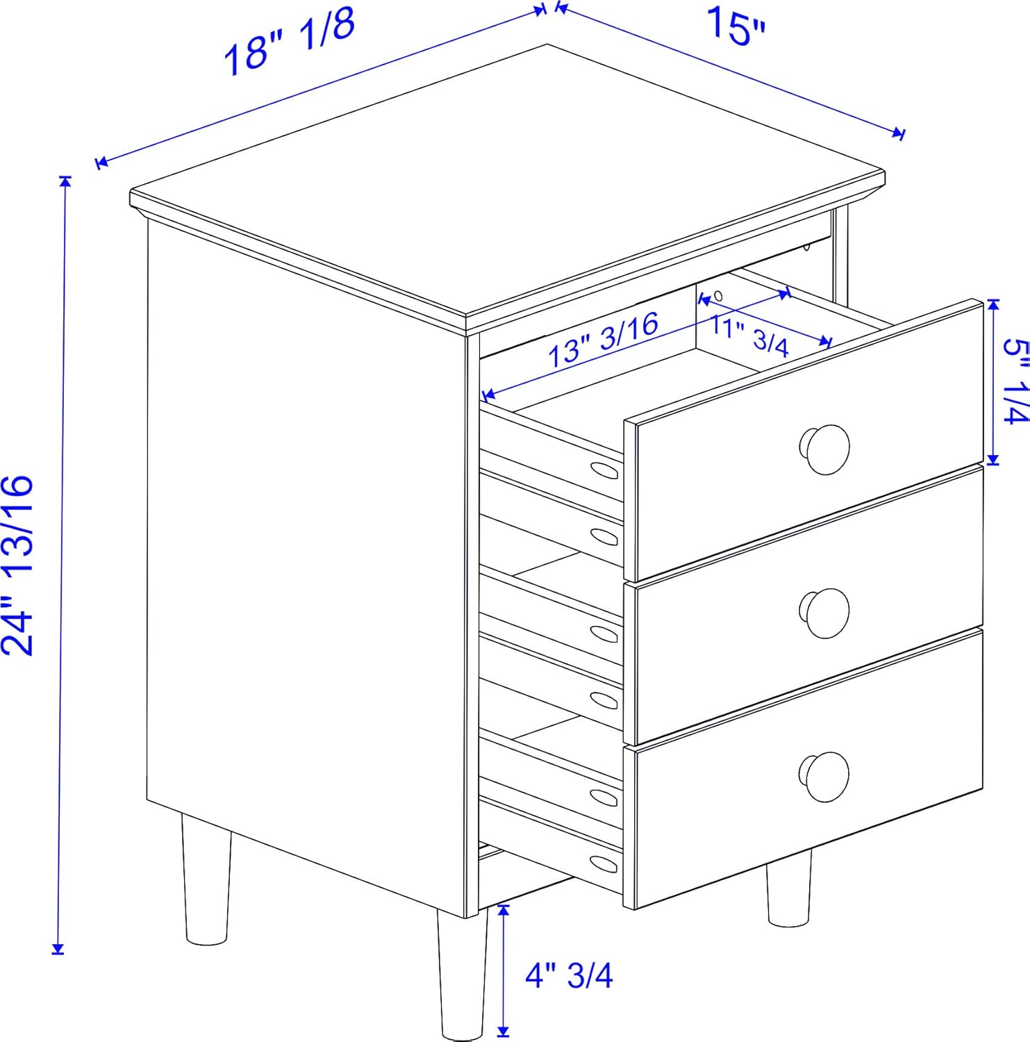 Caramel Wood 3 Drawer Nightstand K9261