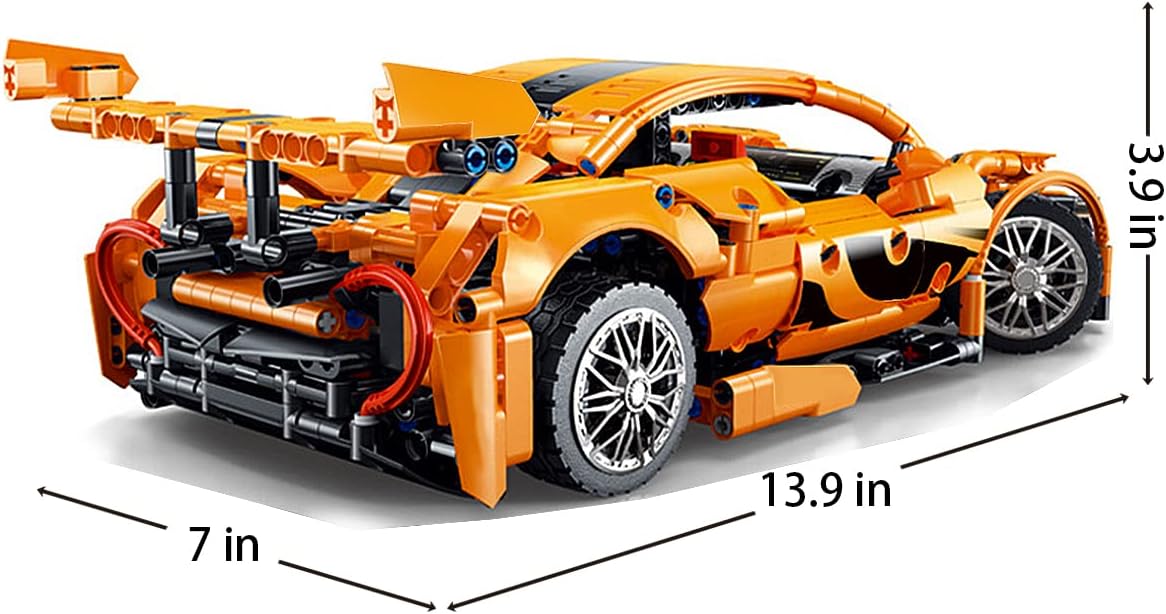 Orange Sports Car MOC Building Blocks Kit, 1258 Pcs A1334