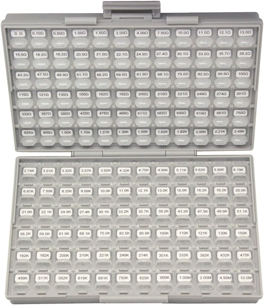 0402 Size Surface Mount Resistor Kit, 144 Values, 100pc/value, 1%, E96 Serial, 0ohm to 1mohm Y540419