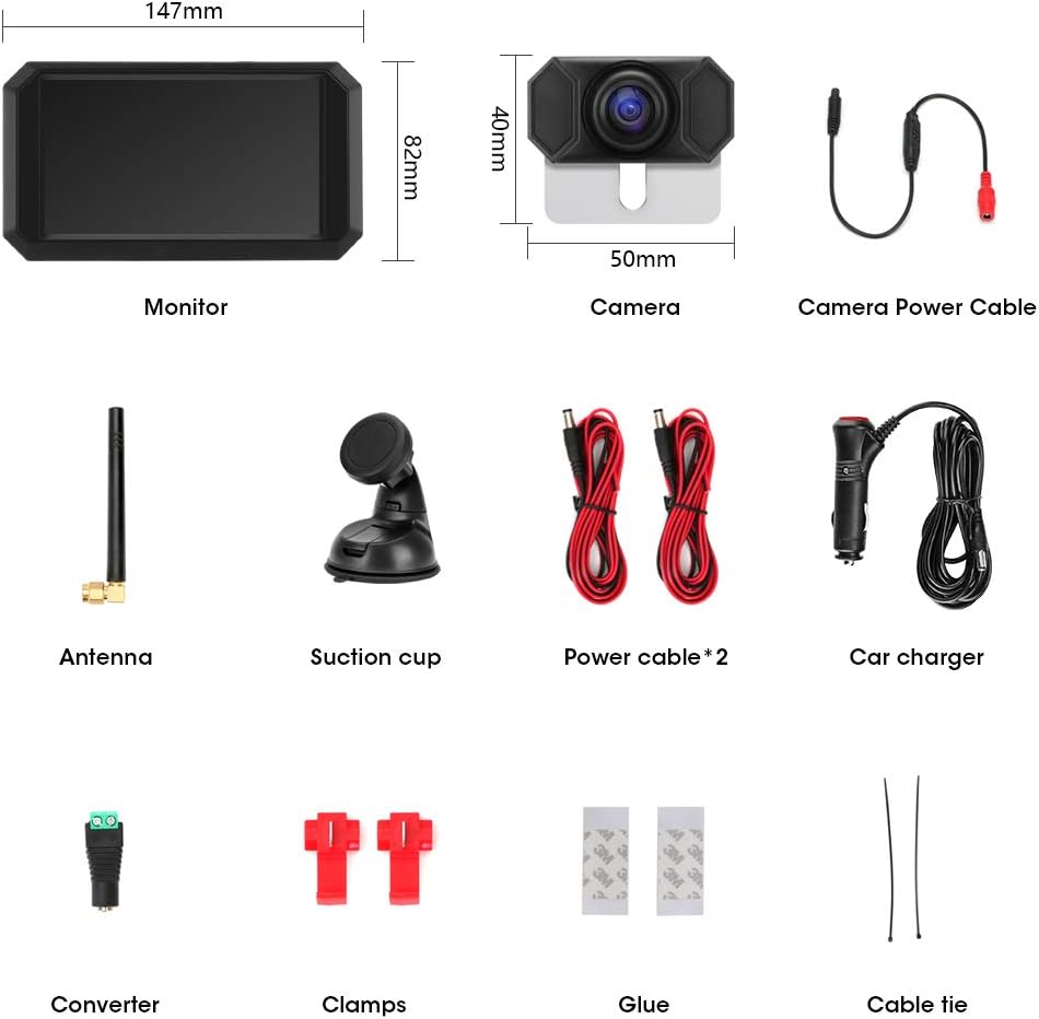 Wireless Backup Camera with 5'' Monitor, Waterproof Night Vision Camera T298861