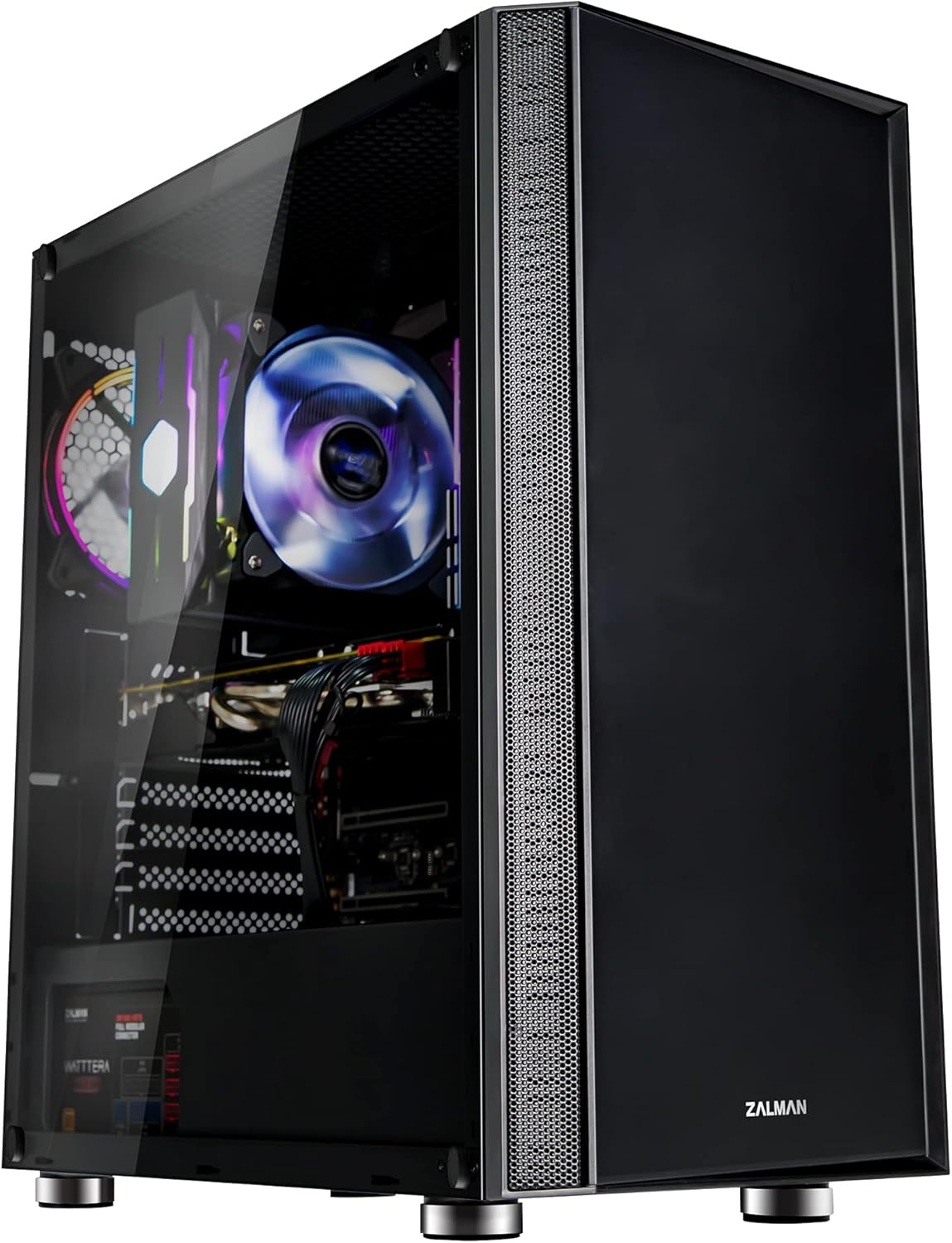 Black ATX Mid Tower PC Case with Tempered Glass I85941