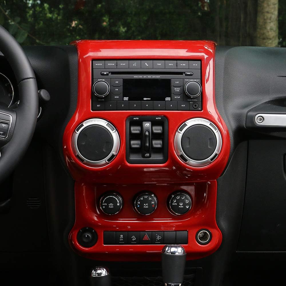 Carbon Fiber Car Interior Center Console Dashboard Panel Frame Cover Trims for Jeep Wrangler 2011-2017, Pack of 2 H3622