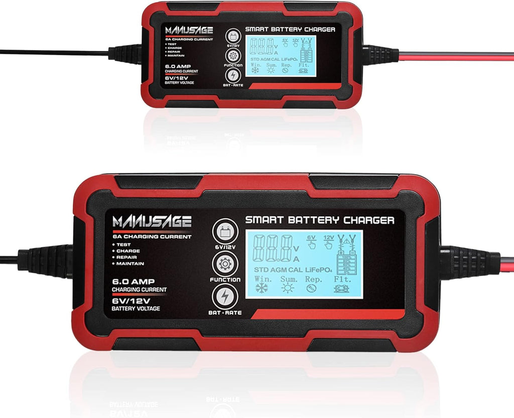 6V and 12V Portable Battery Charger Pack of 2 H63875