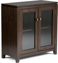 Solid Wood Low Storage Cabinet with 2 Tempered Glass Doors C8145
