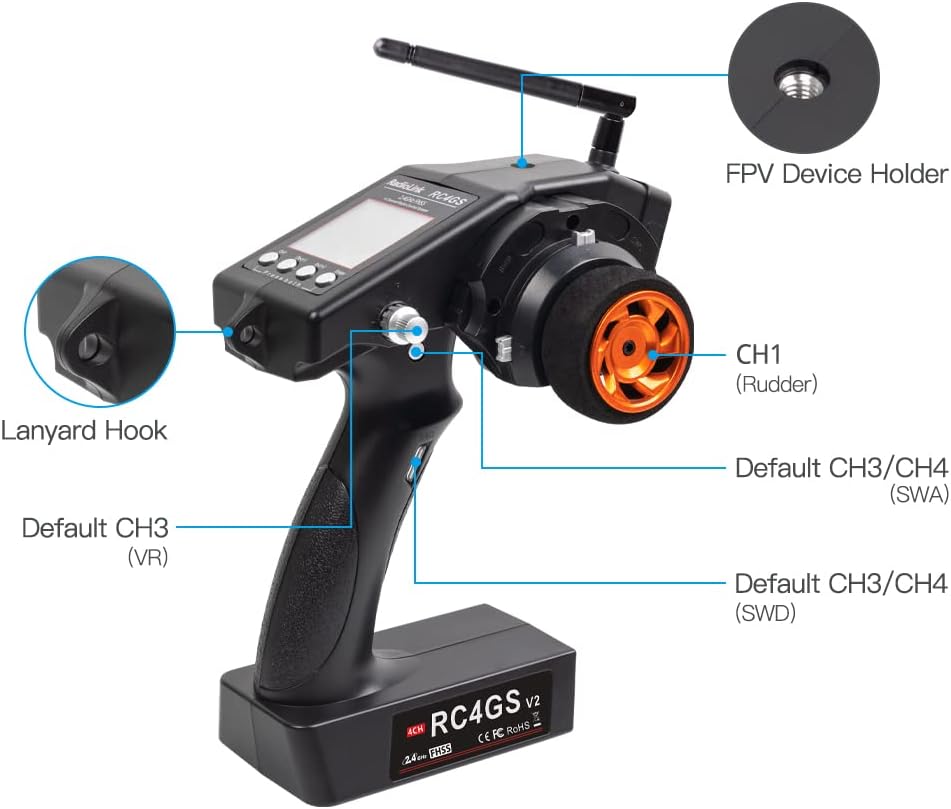 RC Controller Transmitter with Receiver Pistol Grip Remote for RC Car Boat Pack of 2 A73930