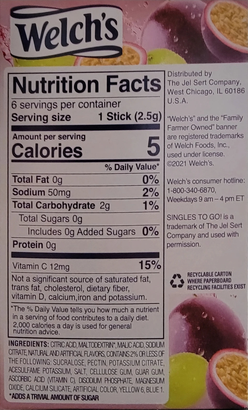 Passion Fruit Water Drink Mix Powder Sticks, 72 Total Servings S8915
