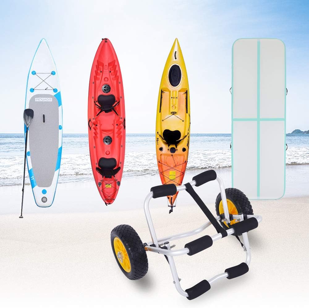 Silver Aluminum Alloy Canoeing Trailer Cart Pack of 2 S7787