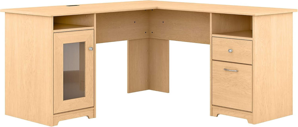 Linen White Oak L Shape Desk Q375747