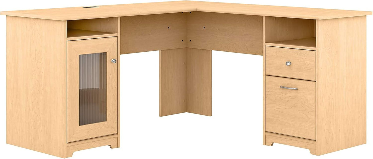 Linen White Oak L Shape Desk Q375747