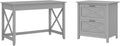 48W Cape Cod Gray Writing Desk with 2 Drawer Lateral File Cabinet Y767