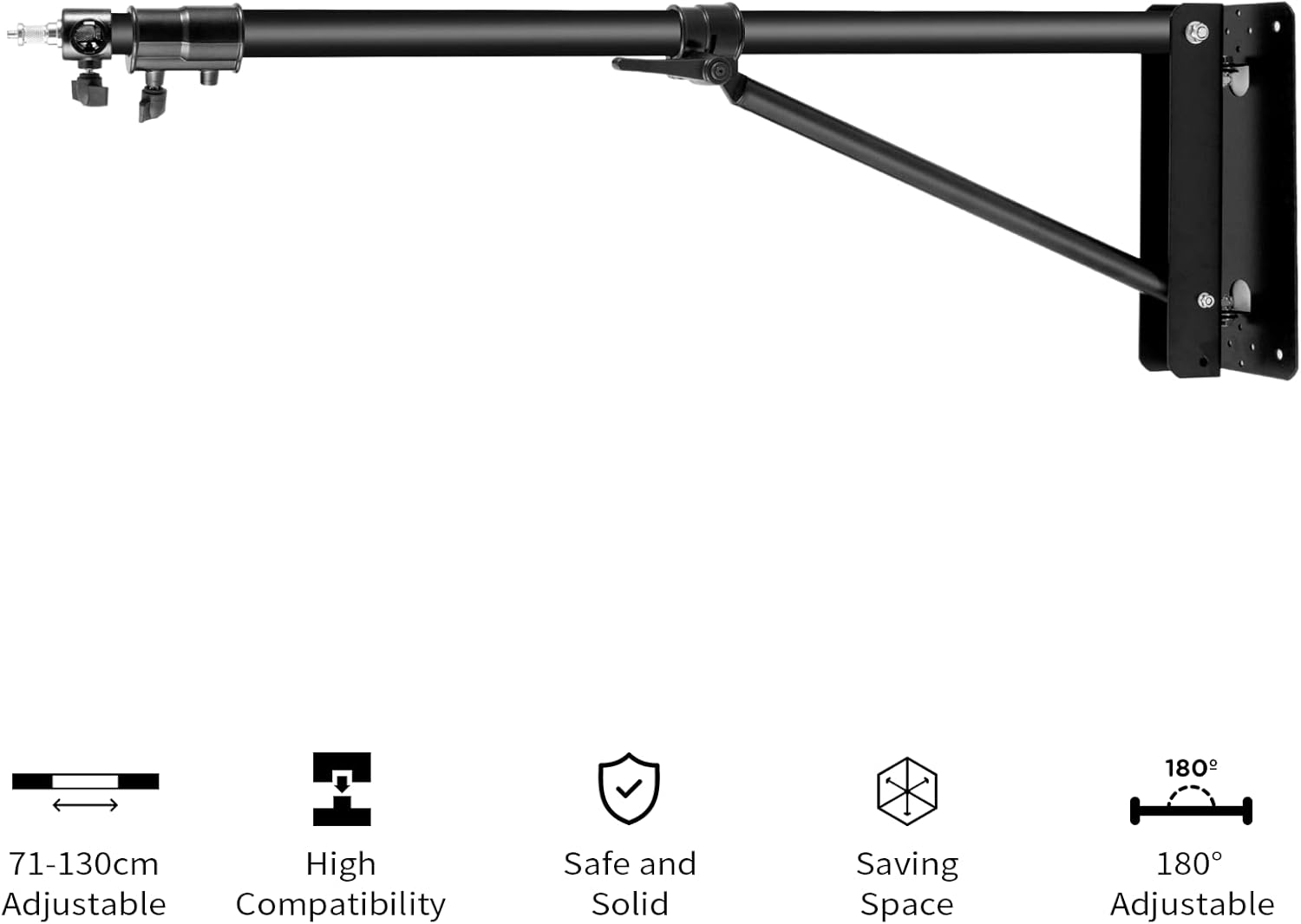 Wall Camera Mount with Triangle Base, 70.8 inch Adjustable Boom Arm P9780
