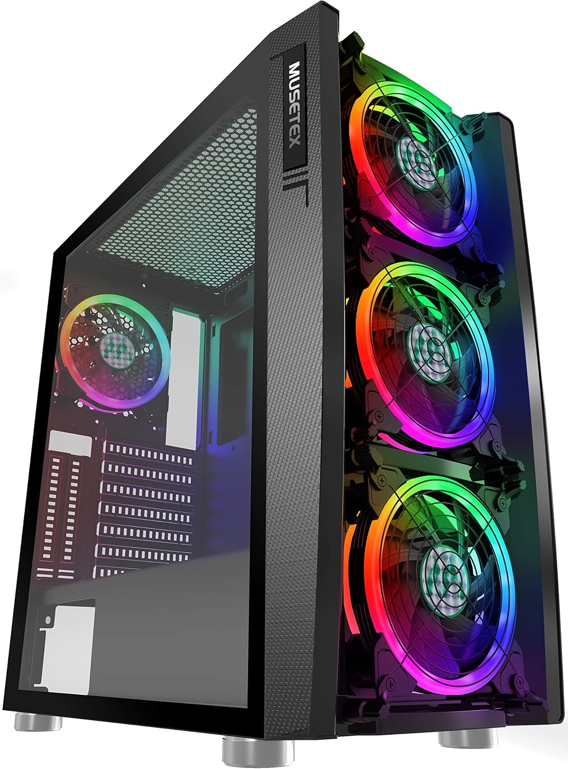 White 6pcs 120mm ARGB Fans ATX Mid-Tower PC Gaming Case with 2 Tempered Glass Panels V892415