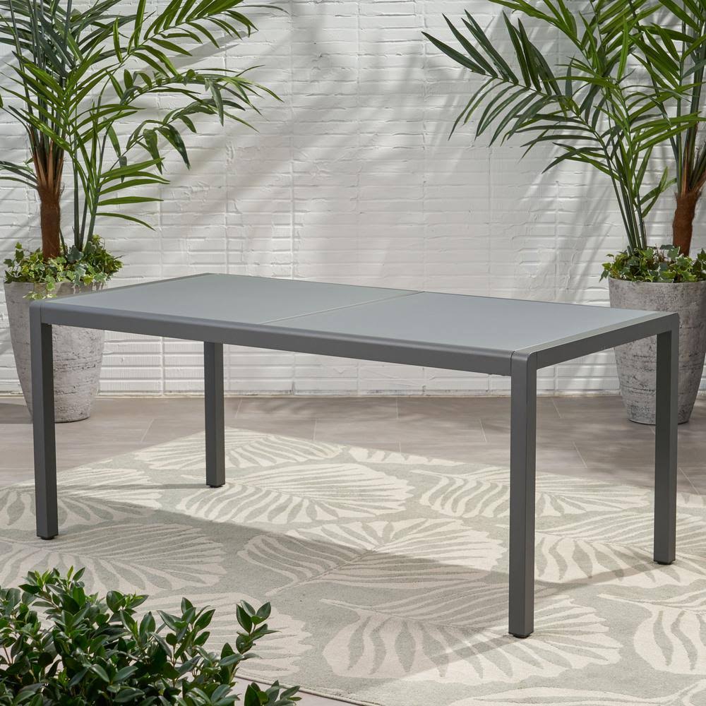 Outdoor Tempered Glass Top Aluminum Dining Table in Gray W149