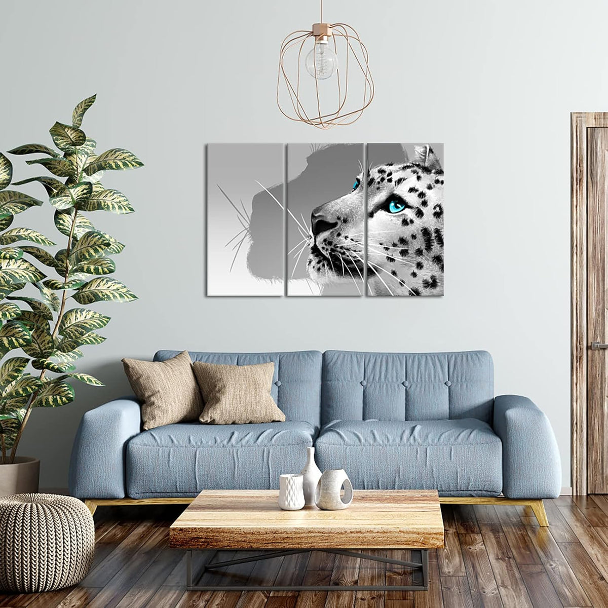 3 Pieces Black and White Leopard Canvas Prints Wall Art C4619