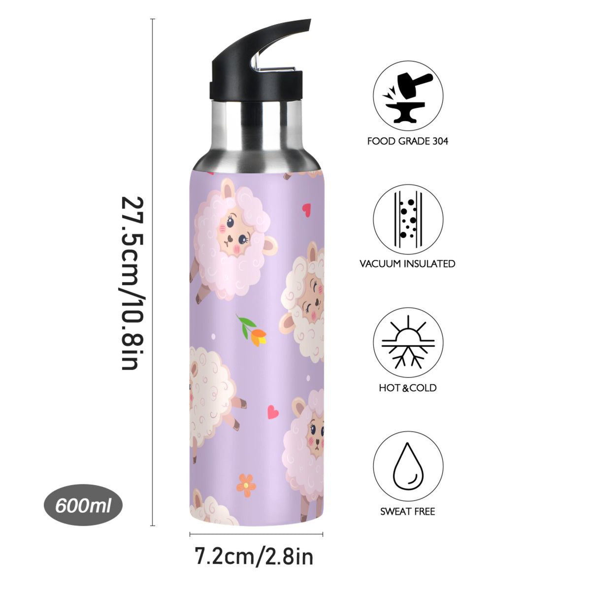 Stainless Steel Insulated Water Bottle with Straw Lid G9682