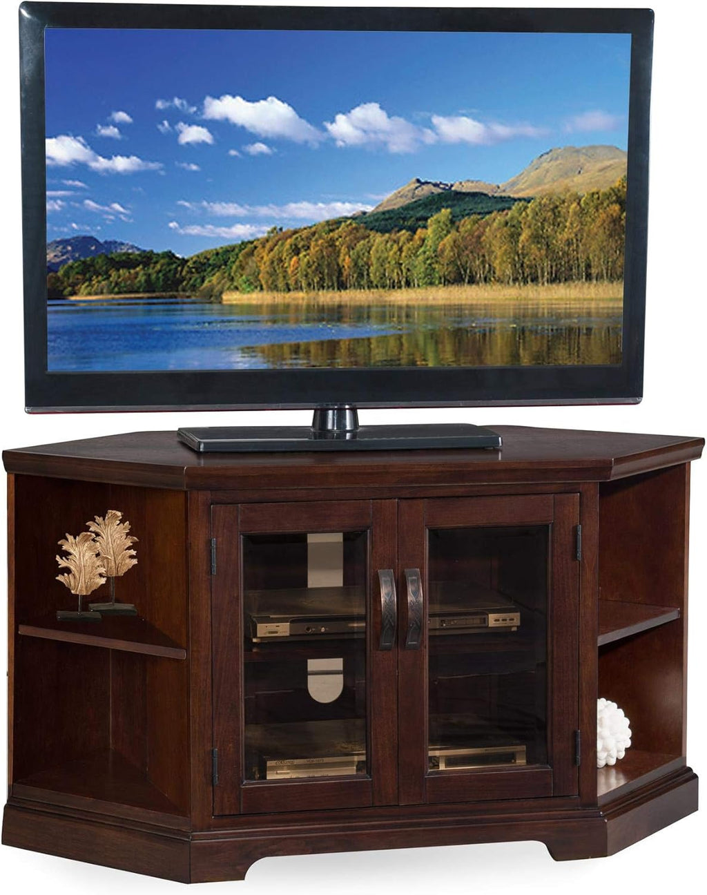 White 46 Corner Tv Stand with Bookcases R69405