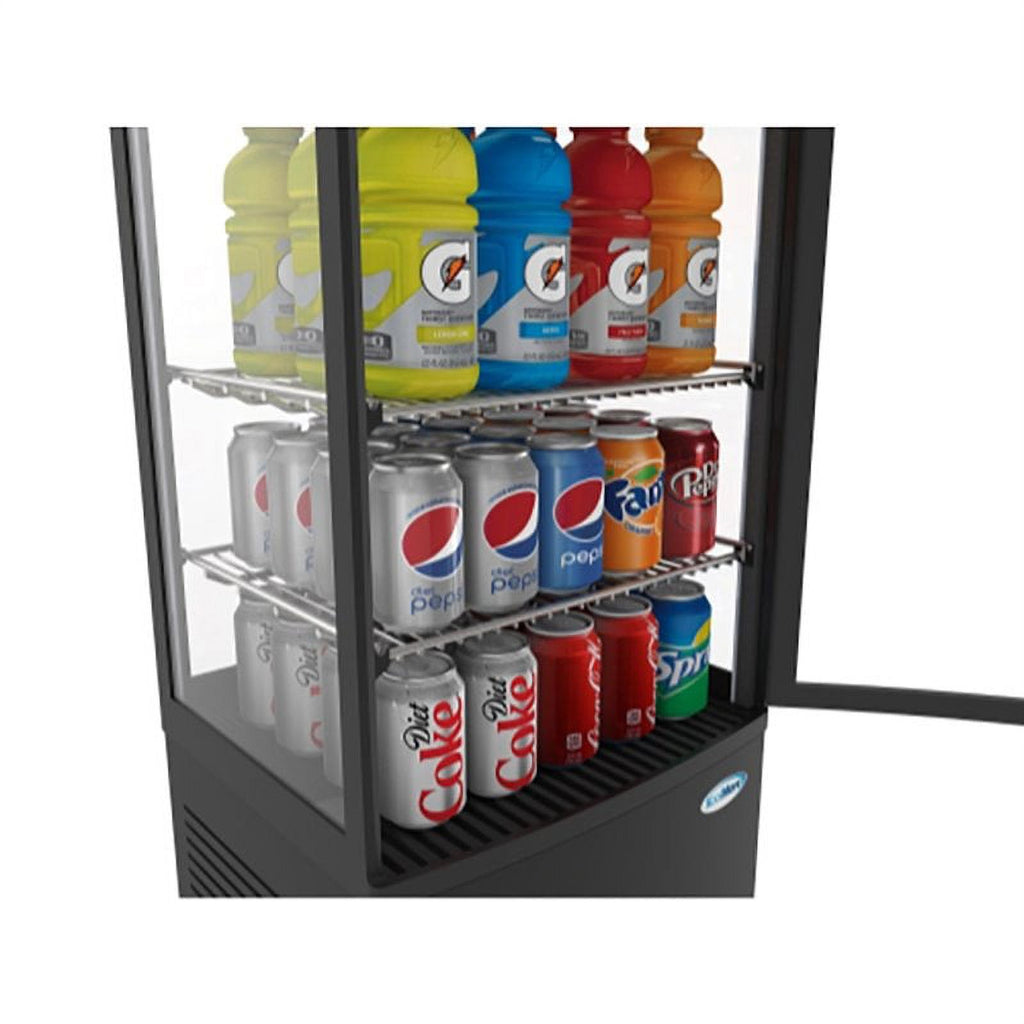Black Countertop Refrigerator Display Case Commercial Beverage Cooler with LED Lighting, 3 cu. ft Capacity E911617