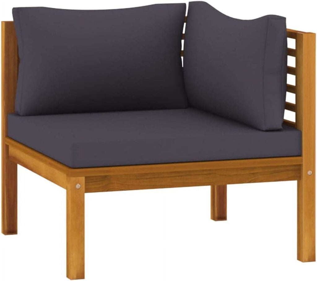 6 Piece Patio Lounge Set with Cushion Solid Acacia Wood Outdoor Couch Gray U87520