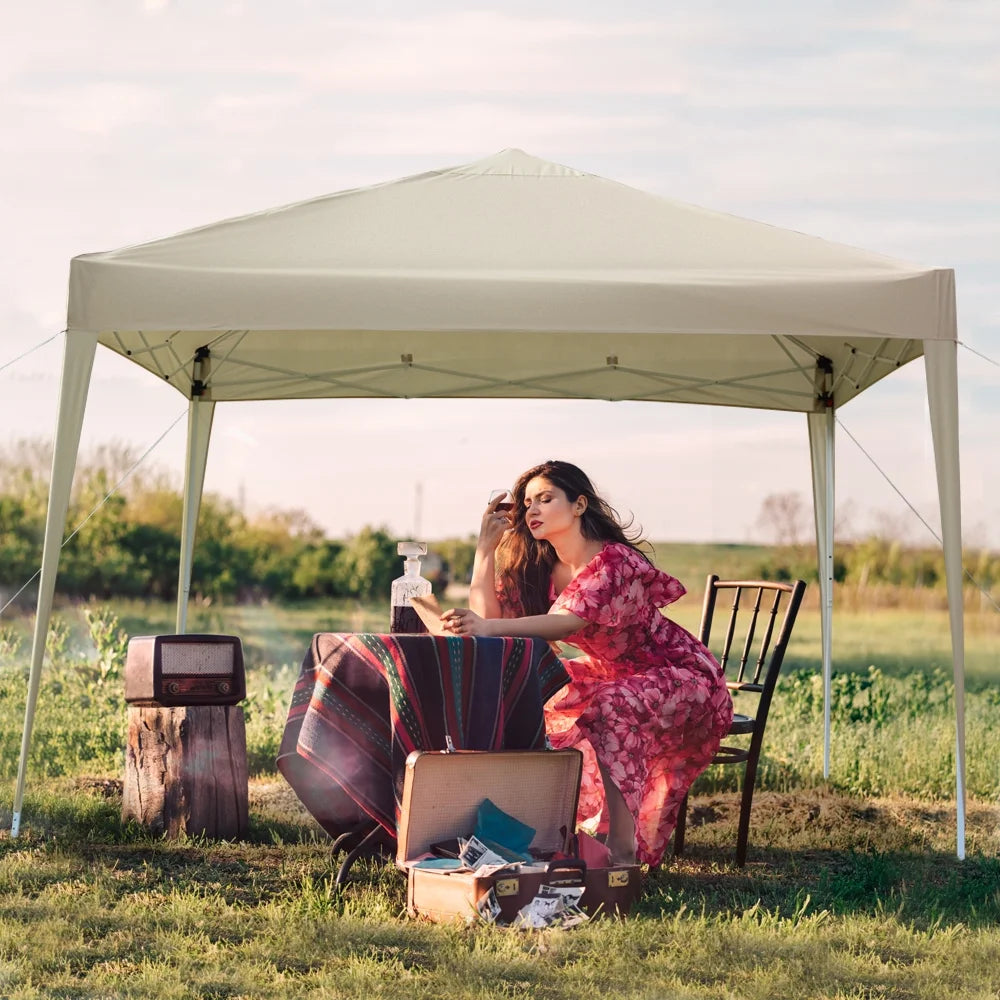 Khaki 10' x 10' Instant Canopy Tent with Carrying Bag U8248