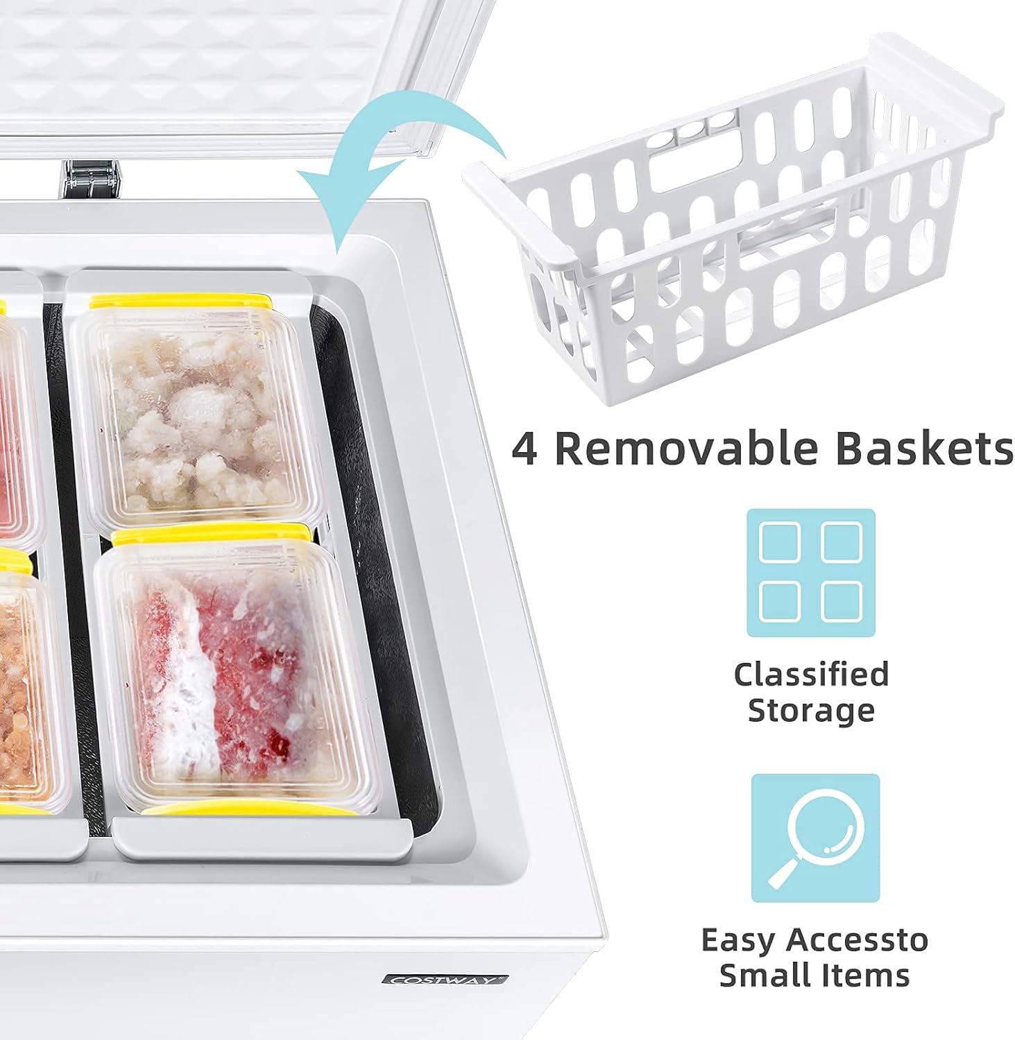 7.0 Cu.ft Upright Single Door Chest Freezer with 4 Removable Baskets A9670