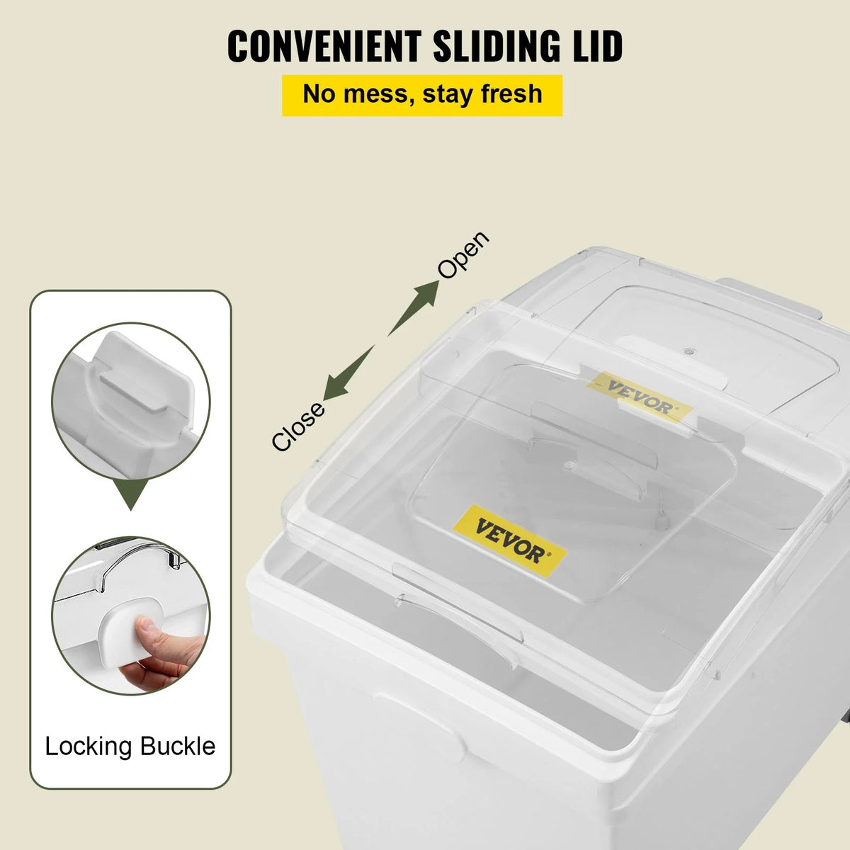 10.5 Gallons PP Ingredient Storage Bin with Scoop and Sliding Lid, 3 Pcs/Set W2870