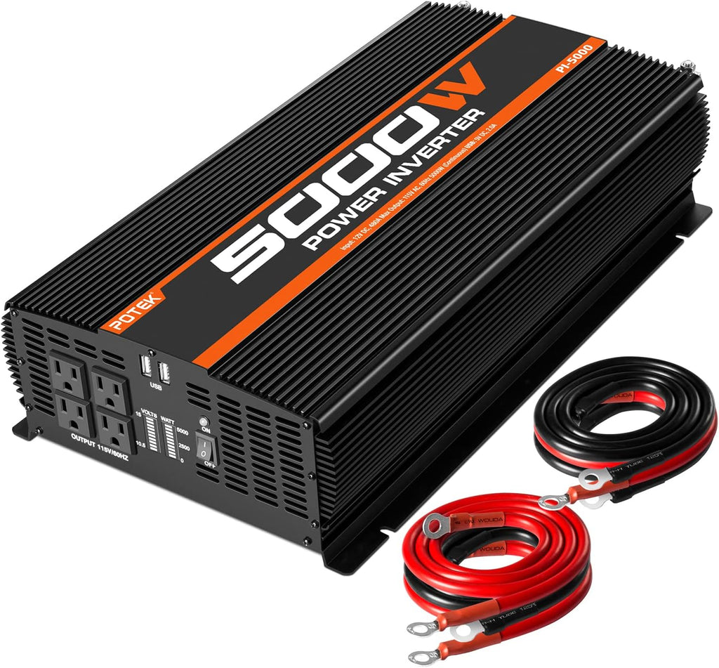 5000W Power Inverter 4 AC Outlets 12V DC to 110V AC Car Inverter with 2 USB Ports R525920