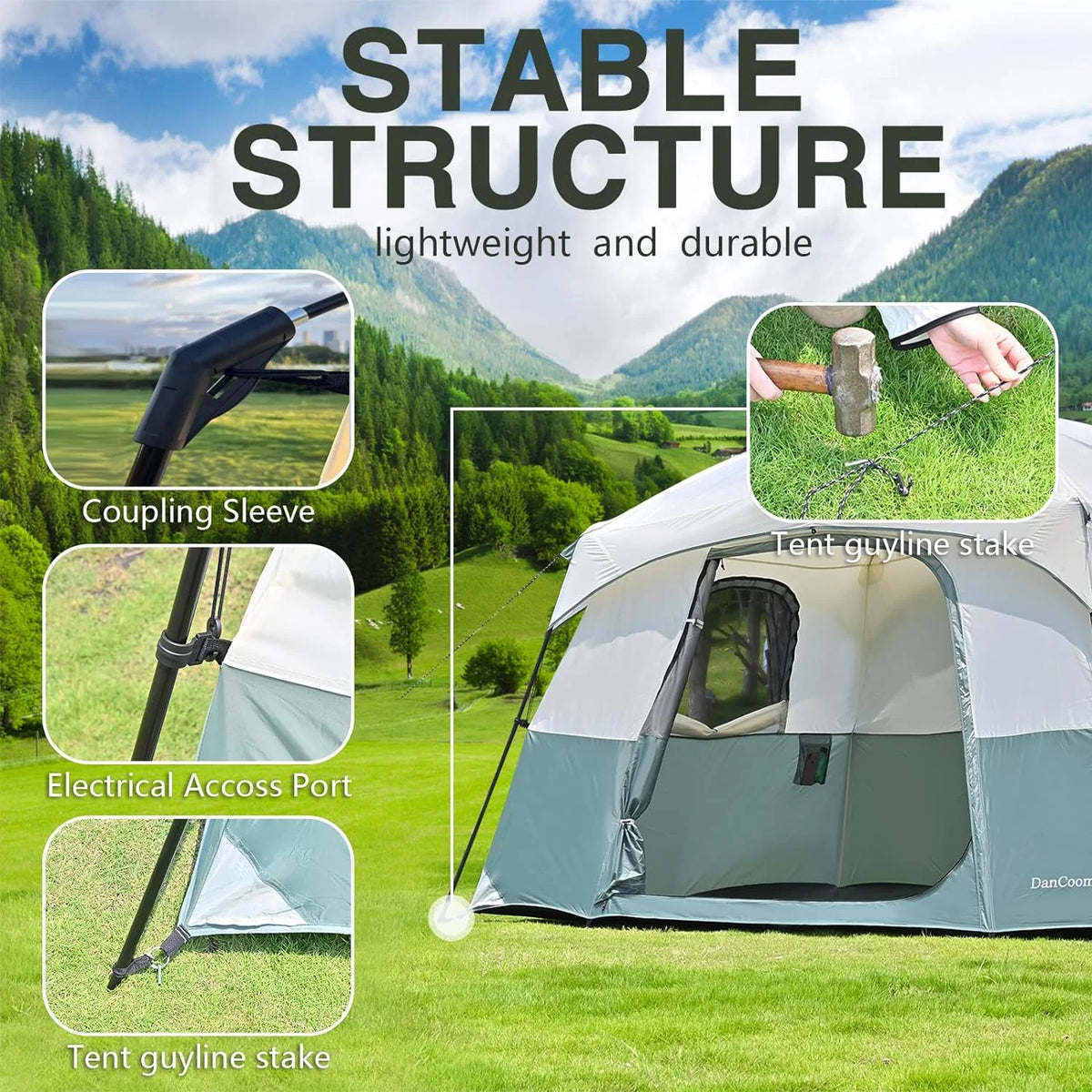 Camping Tent 4/6/8 Person Dome Tent with Rainfly, Waterproof W148