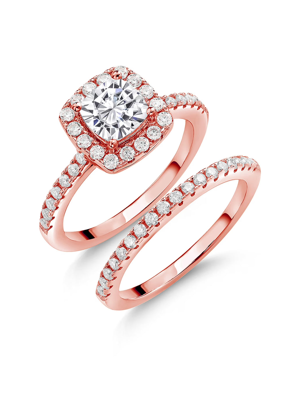 18K Rose Gold Plated Silver Moissanite Wedding Engagement Ring Band (1.62 Cttw) H69052
