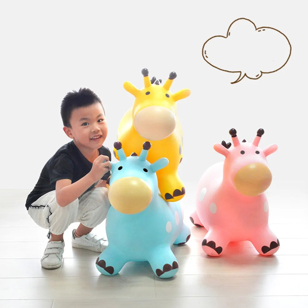 Yellow Inflatable Jumping Horse Toy with Air Pump N88745