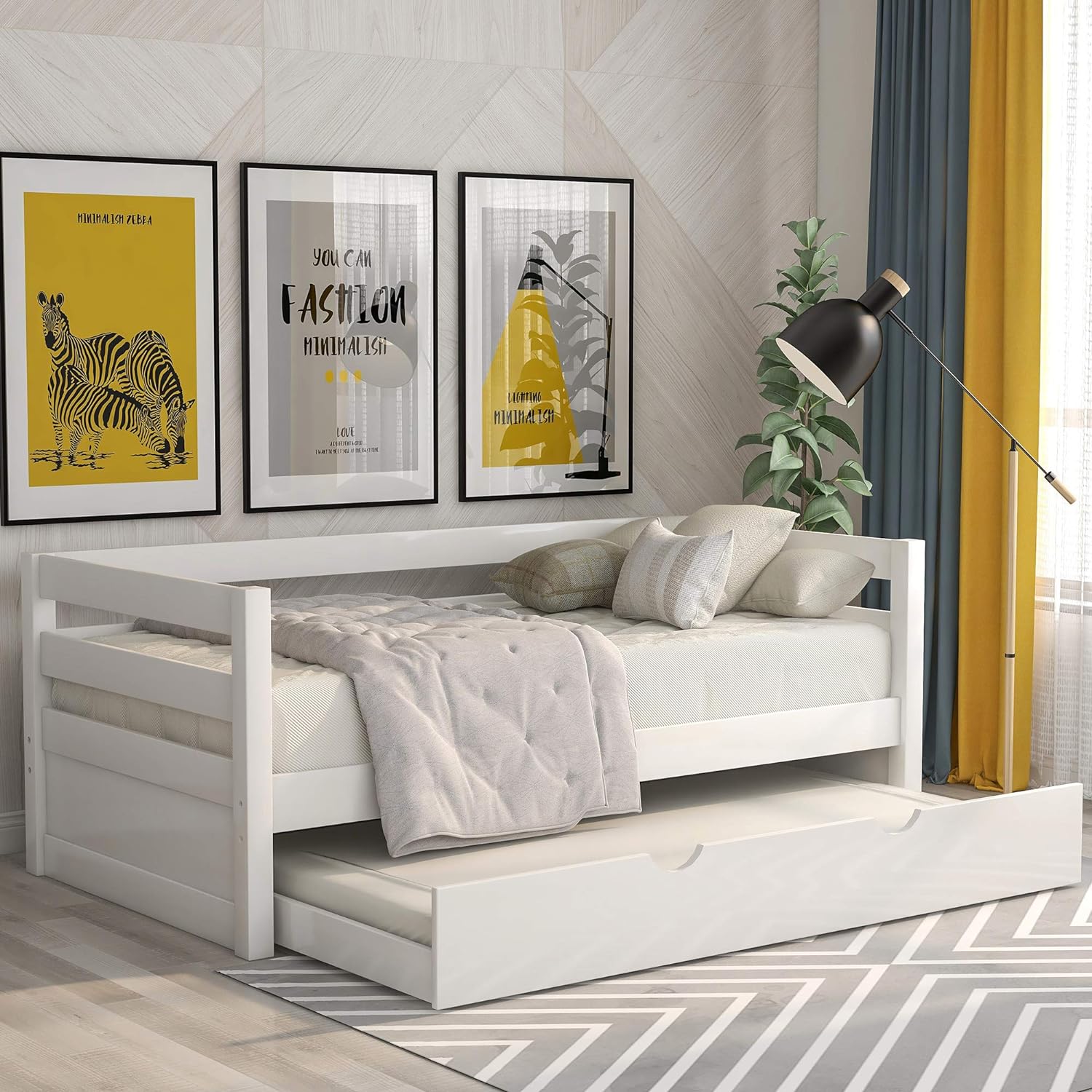 Twin Size Solid Wood Daybed with Trundle F8943