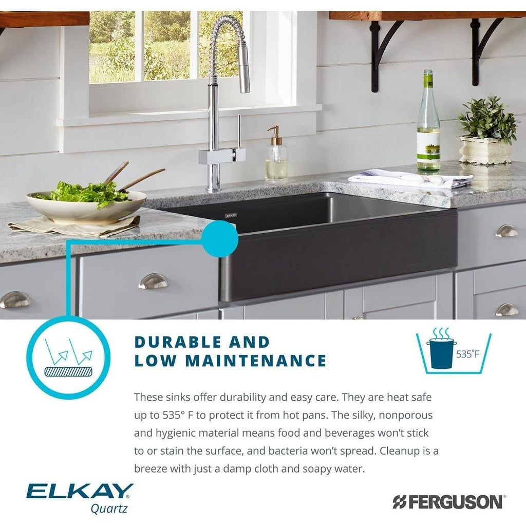 35-7/8 inch Undermount Single Basin Quartz Composite Kitchen Sink H6573