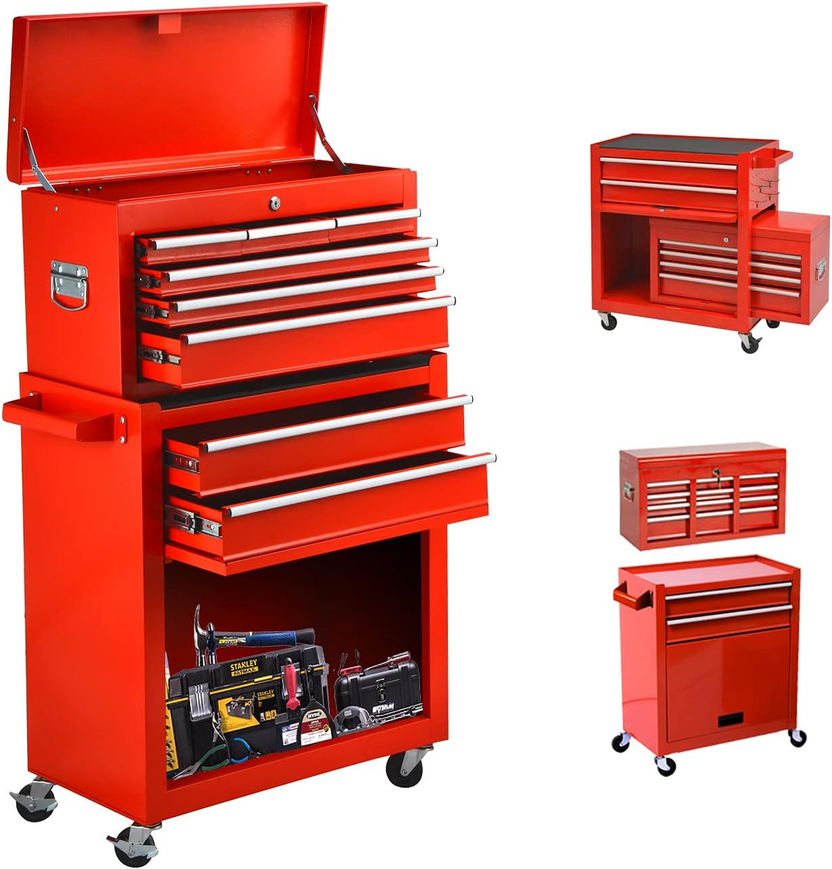 8-Drawer Rolling Tool Cabinet with Wheels W657