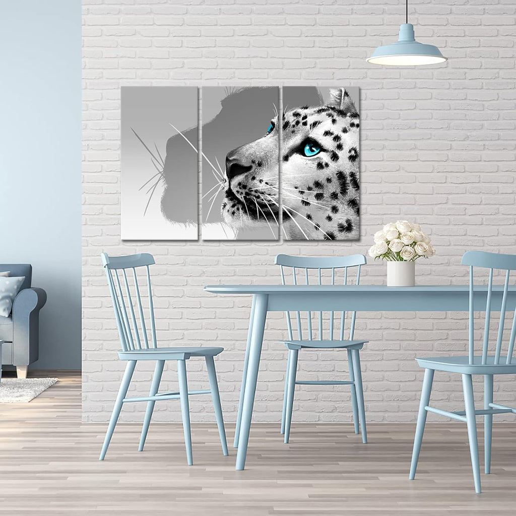 3 Pieces Black and White Leopard Canvas Prints Wall Art C4619