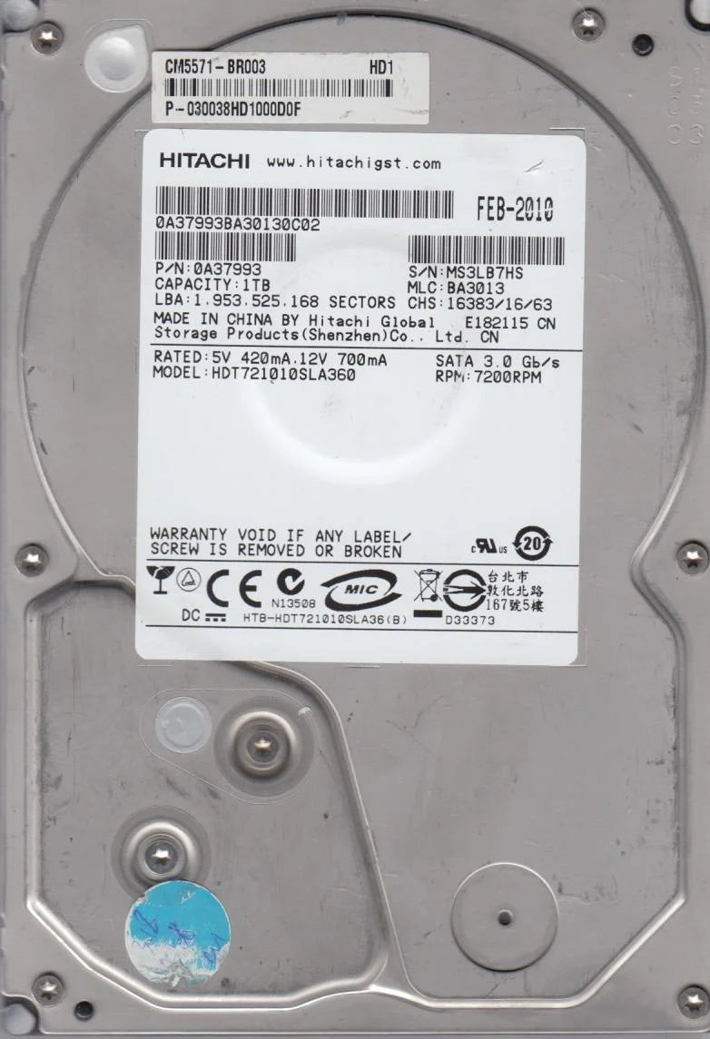 1TB SATA 3.5 Hard Drive J701