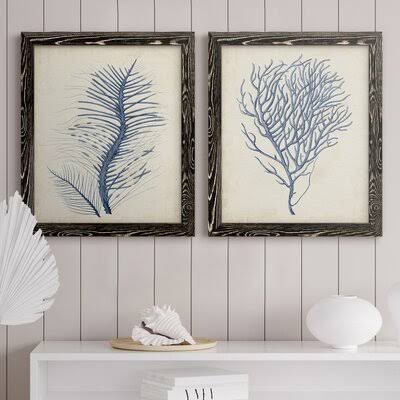 Indigo Coral Framed Print Black Framed Canvas 20x22 A380608