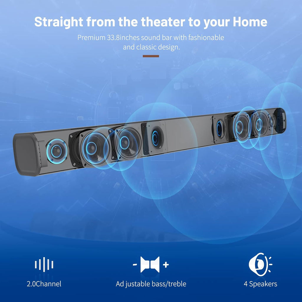 100 Watts Wireless Sound Bar with HDMI-ARC and Bluetooth Y8347