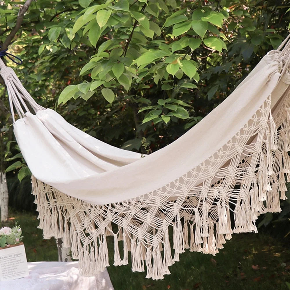 Double Macrame Hammock Two Person Swing Bed Z72946
