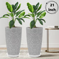 2 Pack 21in Tall Round Resin Planter, Gray T1621