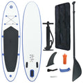 Blue and White Inflatable Paddleboard Set R428