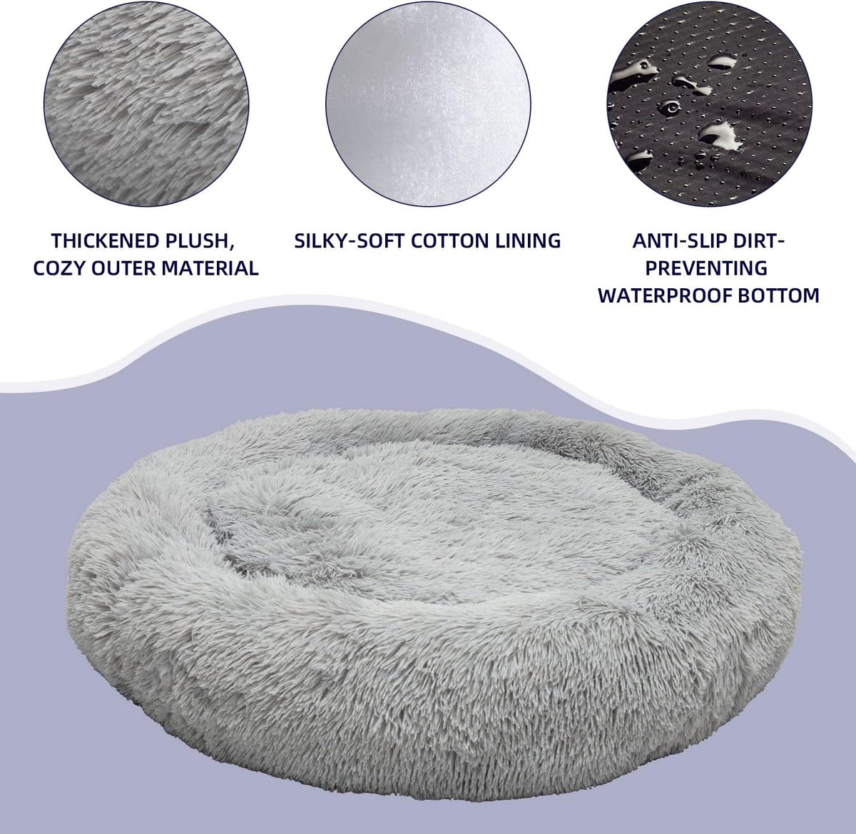Round Donut Washable Faux Fur Dog Cat Bed (32 inch) Pack of 2 B4239