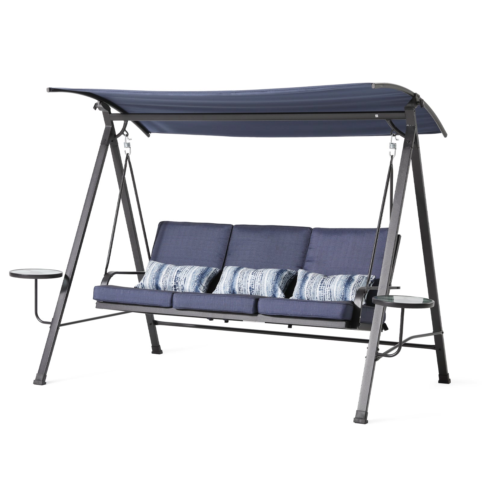 Blue Steel 3-seater Porch Swing with Canopy E414652
