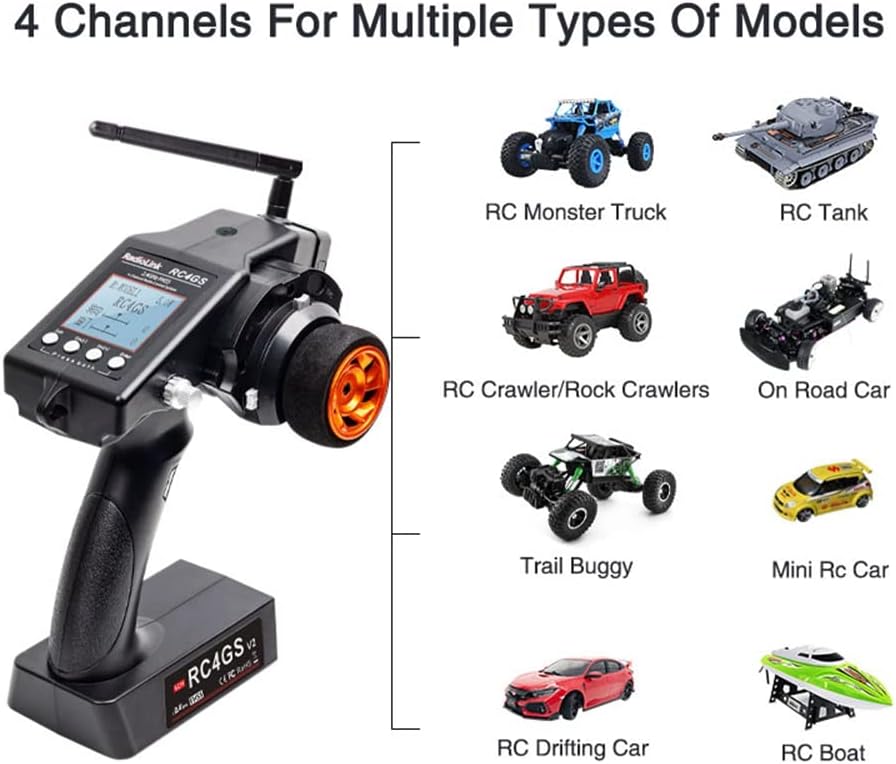 RC Controller Transmitter with Receiver Pistol Grip Remote for RC Car Boat Pack of 2 A73930