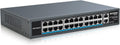 26 Port PoE Switch with 24 Ports 10/100Mbps PoE+@400W, 2 Gigabit Uplink Ports, Metal Case T168345