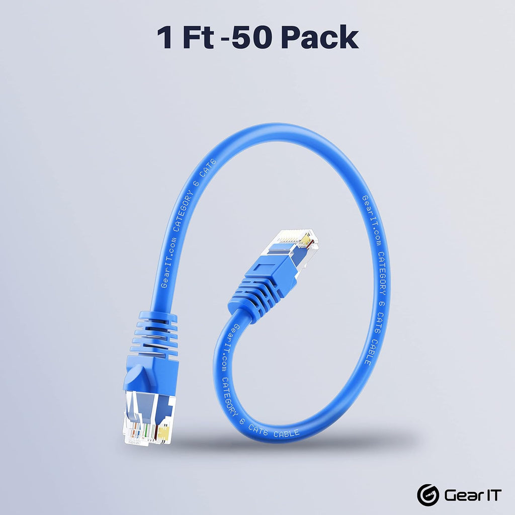 Cat 6 Ethernet Cable 1 ft 50-Pack Blue T398839