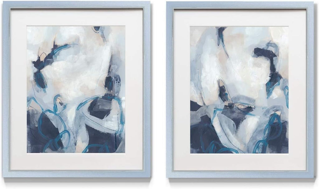 2 Piece Framed Artwork Set, Silver Frame, White Mat, Plexiglass, 16 in W X 20 in H O365